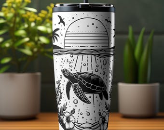 10 Bundle Sea Turtle Tumbler Wrap Laser Svg, Laser Engraving, Summer 20 oz Tumbler Laser File Svg Design, 20oz Laser Engraved Turtle Tumbler