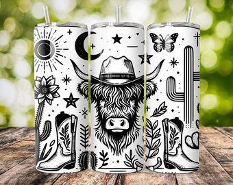 4 Bundle Highland Heifer Western Tumbler Wrap For Laser Rotary Machine full Wrap Design For 40oz Tumbler,Highland Cow Western Laser Engraved
