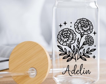 10 Bundle Geburtsmonat Blume SVG, 16 Unze Libbey Full Wrap, Blumenglasdose Png, Geburtsblumenschale, Wildblumenglasdose, Wildblumenkaffeetasse