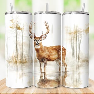 7 Bundle Jagd Wilderness Deer Tumbler Wrap, Sublimationsdesign Whitetail Buck Deer Woods Tumble PNG, 20 Unze Skinny Straight Tumbler