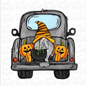 Halloween truck clipart, gnome, instant download, digital clipart PNG,digital download design, digital graphics download,