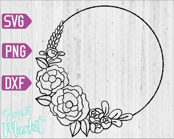 Rose Circle Frame SVG Monogram Border SVG Flower Monogram 