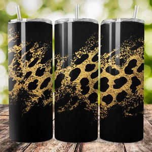 10 Bundle 20 oz Skinny Tumbler Sublimation, Straight and Tapered Design, Digital Download, Design Template Glitter Gold Leopard Tumbler