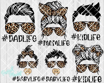 Fam life Svg Bundle || Leopard Mom Life svg || Mom Life svg | Bun Hair Leopard Svg | Mom Life Kid Life svg | Mom Svg | Dad Life Kid Life svg