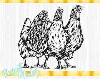 Kip Svg-bestanden voor Cricut, kip voor shirt, kip PNG, kip gesneden bestanden, kip dxf, boerderijdieren clipart, shirt svg haan,