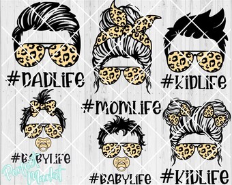Fam life Svg Bundle || Leopard Mom Life svg || Mom Life svg | Bun Hair Leopard Svg | Mom Life Kid Life svg | Mom Svg | Dad Life Kid Life svg