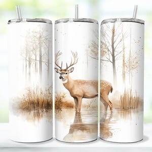 8 Bundle Jagd Wilderness Deer Tumbler Wrap, Sublimationsdesign Whitetail Buck Deer Woods Tumble PNG, 20 Unze Skinny Straight Tumbler