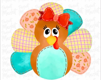 Turkey Png, Girl Turkey Png, Thanksgiving Png, Kids Cut Files, Fall Png, Kawaii Turkeys Clipart, Baby Png,Turkey Kids Png