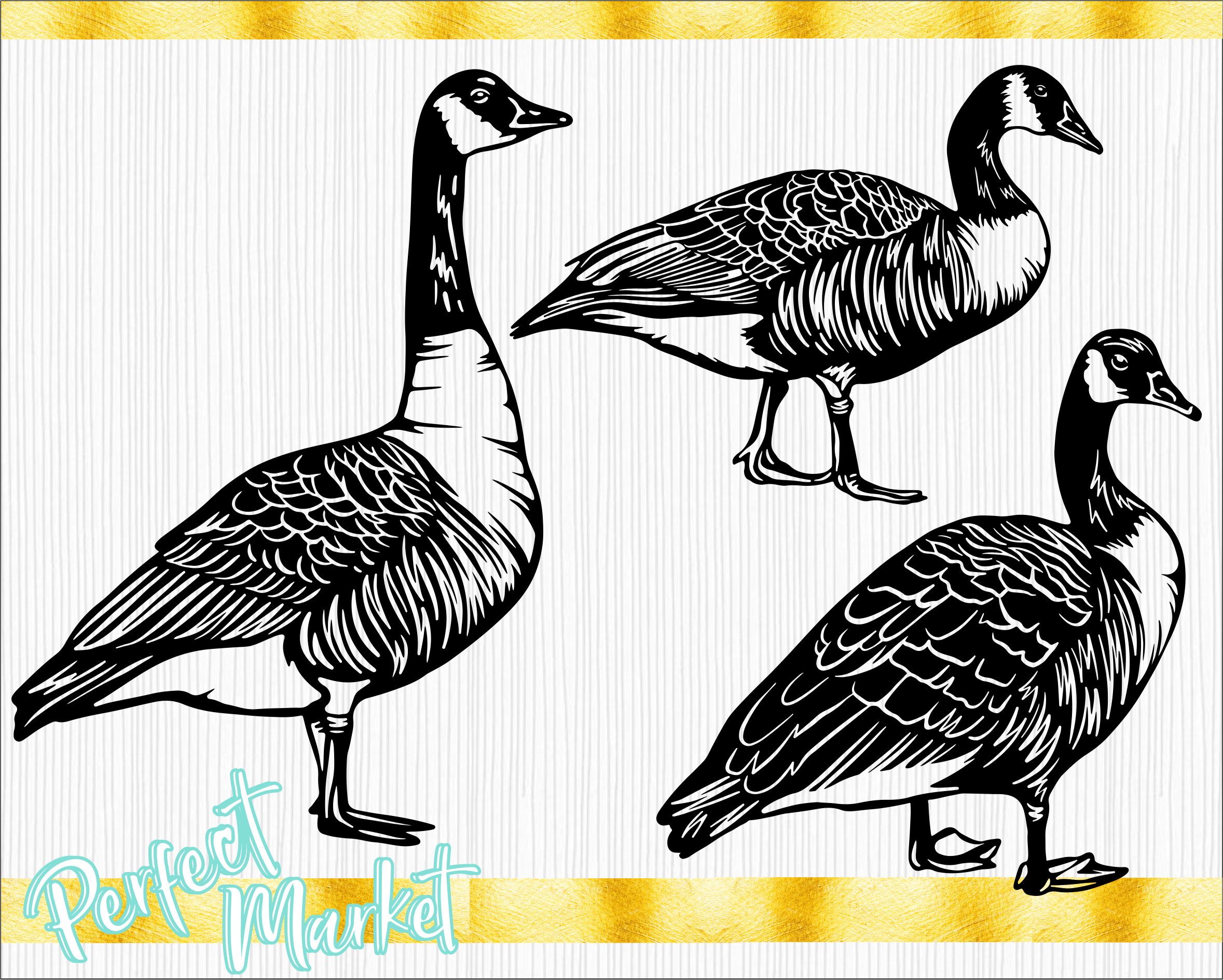 goose clipart black and white