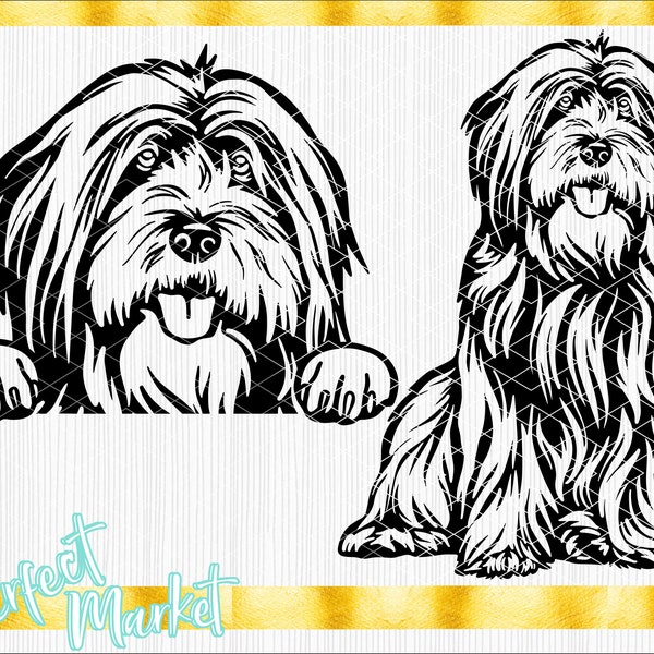 Tibet Terrier svg, Hunde svg-Dateien für Cricut, Tibetan Terrierhund svg-Dateien, Tibet Terrier dxf, Tibet Terrier Vektor, Tibet Terrier dxf