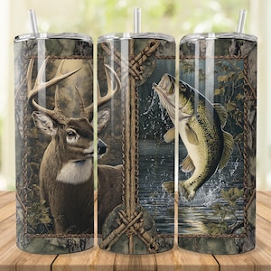 4 Bundle Fishing And Deer Camo Seamless Tumbler Wrap, Hunting Season Straight / Tapered Tumbler PNG, 20oz Skinny Tumbler Sublimation