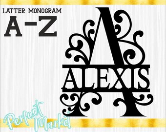 Split Letter Monograms Swirls26 Letters Alphabet Svgdigital - Etsy