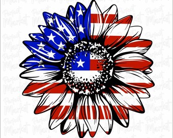 American Flag Sunflower Png, Sunflower Png,America Png, Sublimation Design Download ,Patriotic Sunflower Png, Distressed Flag Sunflower,