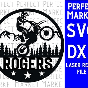 Motocross rider svg, Dirt Bike SVG, Round Sign Svg, Personalizowany wystrój Laser Ready Digital File, Glowforge Cut File, CNC Svg Files,