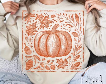 10 Bundle Retro Linocut Pumpkin Bow Png, Autumn Png, Girly Autumn Sublimation, Linocut Fall Png, Pumpkin Png, Fall PNG, Fall Mom Shirt
