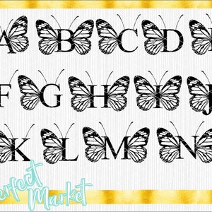 Butterfly Monogram Alphabet Svgmonogram Frame Alphabetfancy - Etsy
