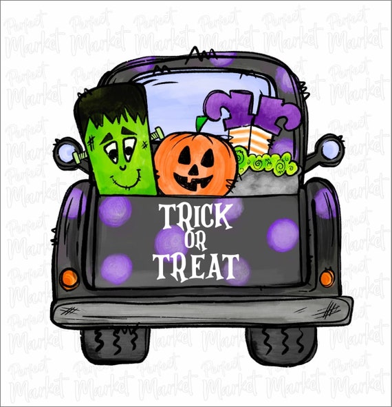 Halloween Truck Clipart Gnome Instant Download Digital | Etsy