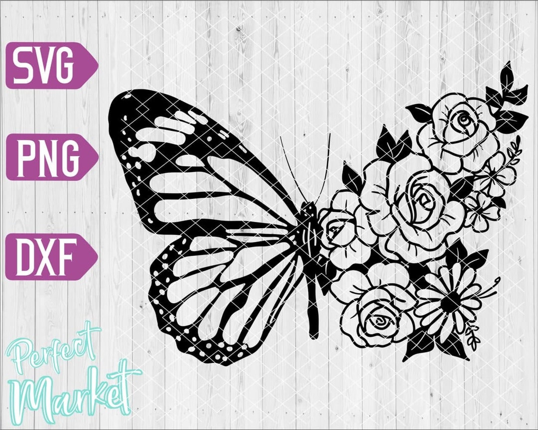 Butterfly Svg Floral Butterfly Svg Butterfly Flower Svg Etsy