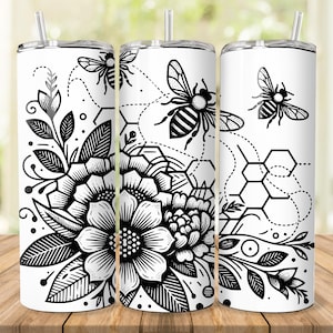 3 Bundle Honey Bee 40 oz Tumbler wrap laser SVG File, Honey Bee Stanley laser engraved files For Laser Rotary Craft Project,Seamless Tumbler