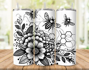 3 Bundle Honey Bee 40 oz Tumbler wrap laser SVG File, Honey Bee Stanley laser engraved files For Laser Rotary Craft Project,Seamless Tumbler