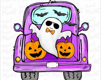 Halloween Truck Png, Boy Ghost Png, Vintage Truck Back Png, Boys Cut Files, Kids Monogram Png,Fall Clipart,Kids Png