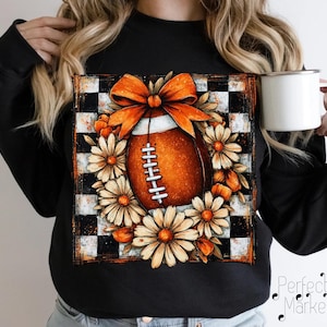 Fall Checker Football Bundle Png, Touchdown Season Png, Coquette Football Bow Png, Game Day Fall Vibes Png, Autumn Png, Boho Floral Football