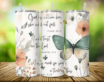9 Bundle Bible Verse Tumbler Wrap, Positive Saying 20 oz Skinny Straight Tumbler Wrap For Woman, Christian Inspirational PNG For Sublimation