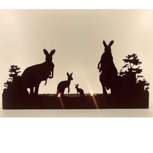 Decorative Quadruple Kangaroo Family Metal Candle Holder