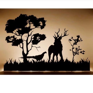 Decorative Deer and Peacock Metal Candle Holder