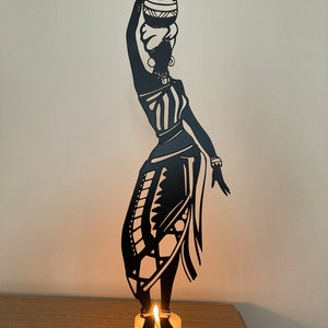 Decorative Single Akila African Women Metal Candle Holder & Trinket