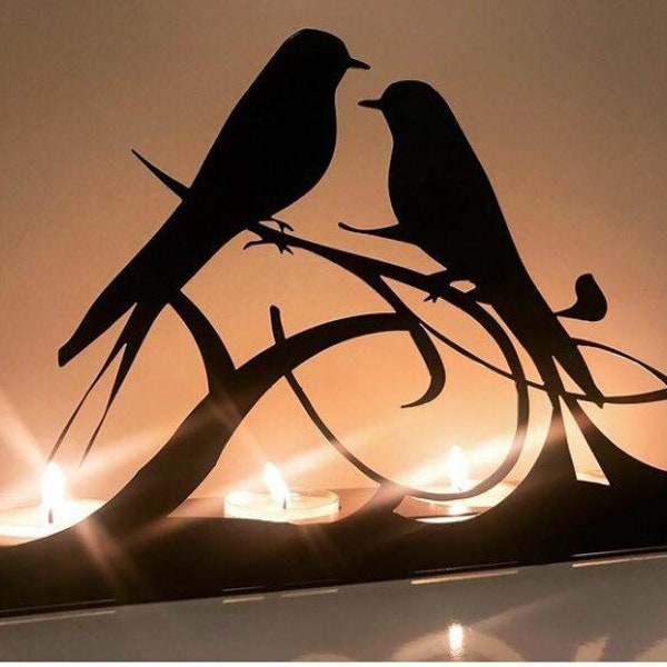 Decorative Double Bird Metal Candle Holder