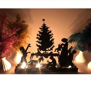 Decorative Mom and Kids Metal Candle Holder