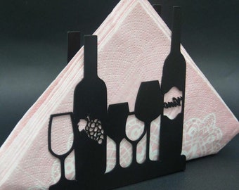 Decorative Wine and Glass Metal Napkin Holder