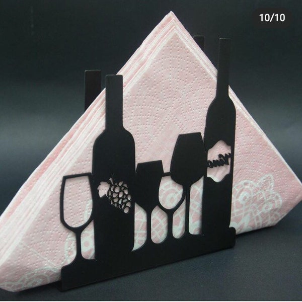 Decorative Wine and Glass Metal Napkin Holder