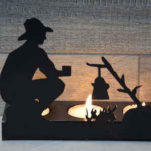 Decorative Camping Man Metal Candle Holder