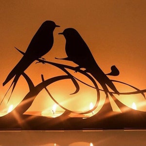 Decorative Double Bird Metal Candle Holder