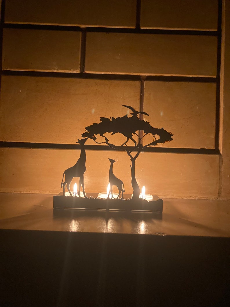 Decorative Giraffe Metal Triple Candle Holder image 2