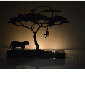 Decorative Triple Monkey and Tiger Metal Candle Holder