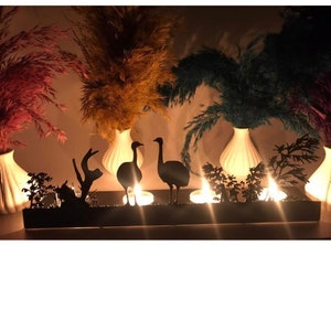 Decorative Double Ostrich Metal Candle Holder
