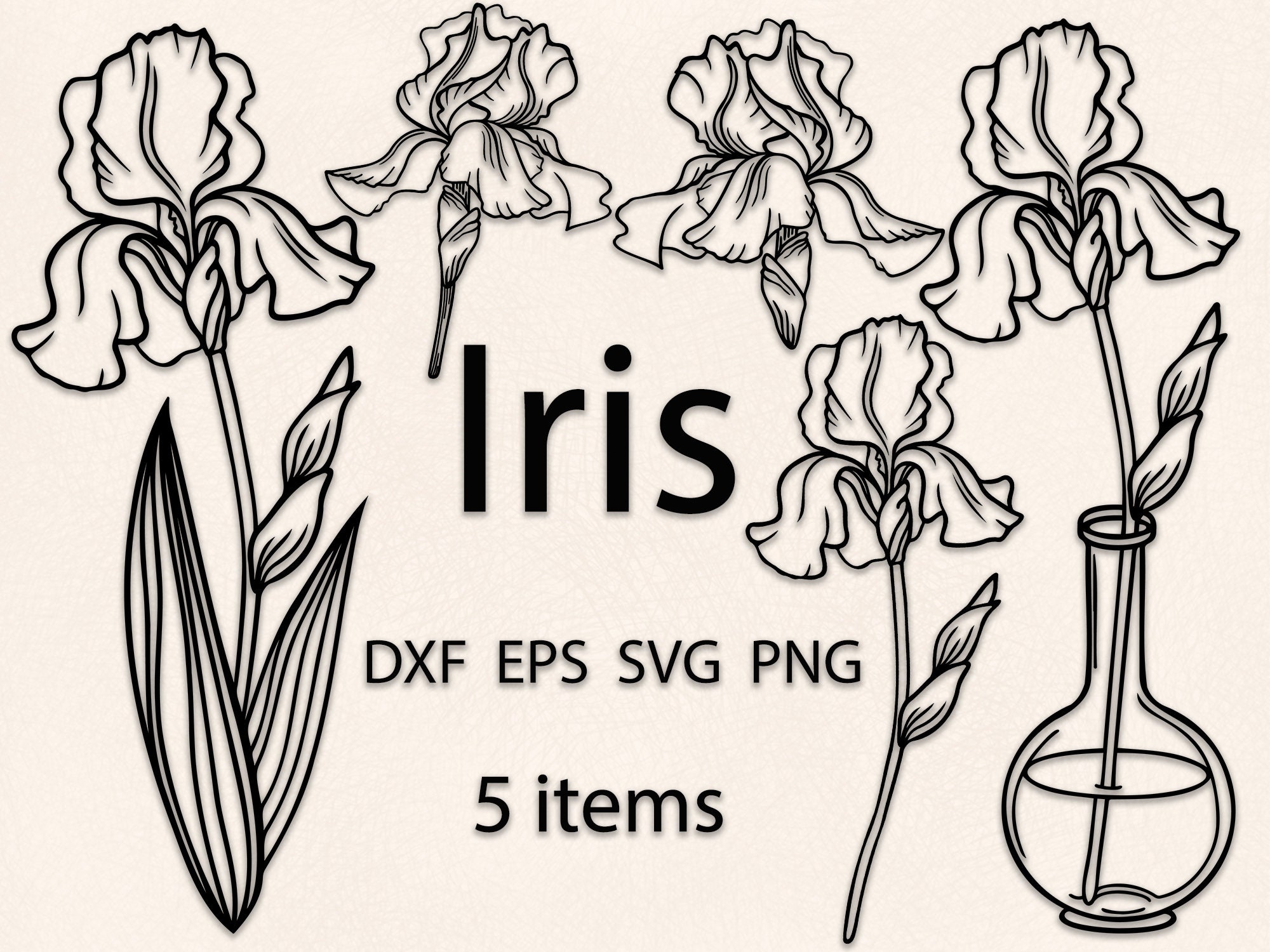 Iris SVG Layered Floral SVG Cut File Flowers SVG Iris Cut | Etsy