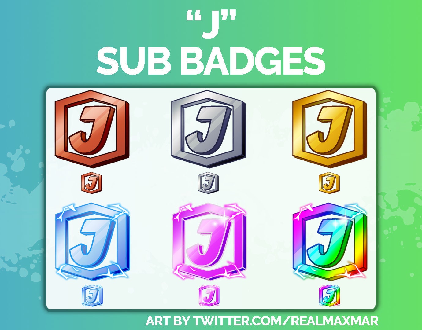 Letter J Sub Badges For Twitch Youtube Etsy