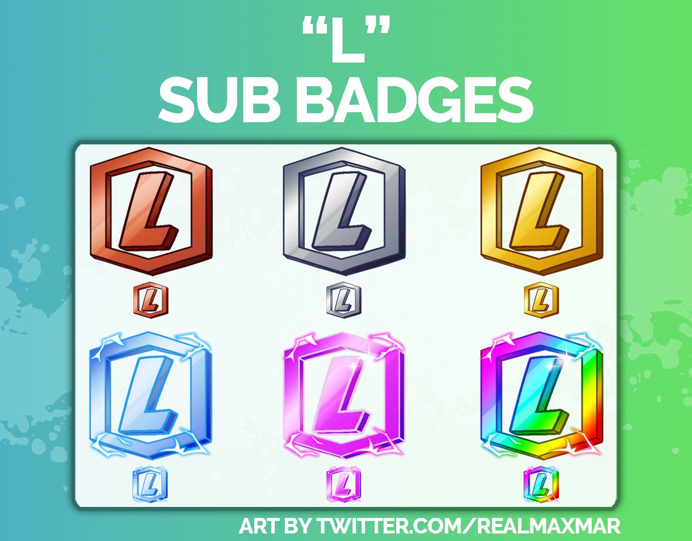 Letter L Sub Badges For Twitch Youtube Etsy