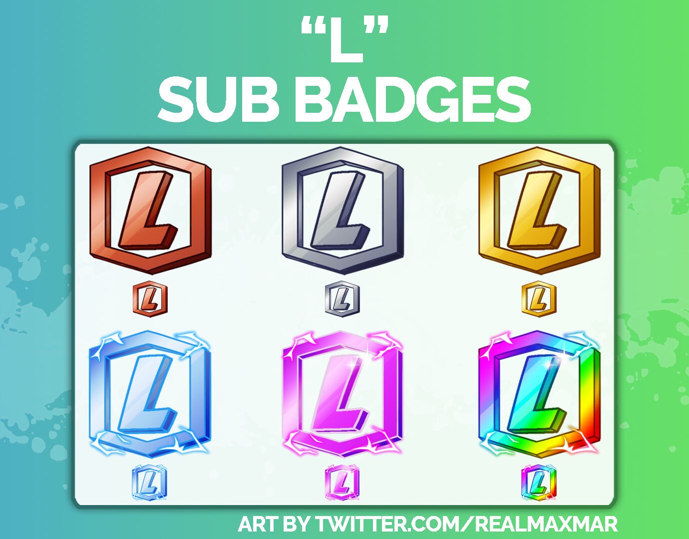 Letter L Sub Badges For Twitch Youtube Etsy