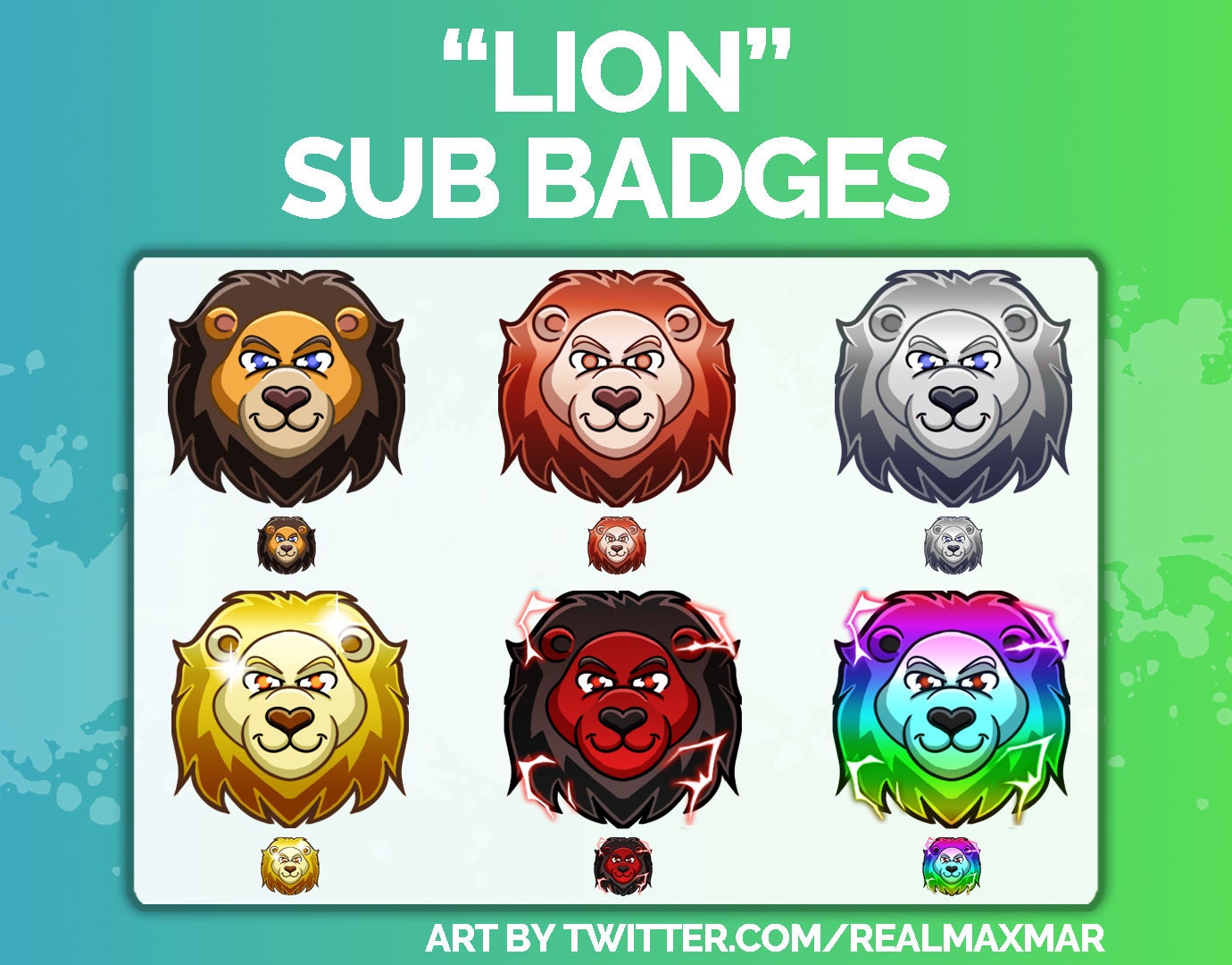Lion Sub Badges for Twitch/Youtube Etsy