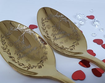 50th Wedding Anniversary | ice cream spoon | Personalised Spoon| Engraved Spoon | Laser Engraved Spoon.