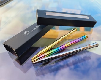 Individuell gravierter Kugelschreiber, einzigartige Regenbogenfarbe, niedlicher Stift, personalisierte Stifte, Geschenk für sie