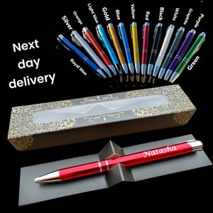 Gepersonaliseerde lasergegraveerde pen - aangepast bericht, relatiegeschenk, hoge kwaliteit, verschillende kleuren, geschenkverpakking inbegrepen cadeau leraar