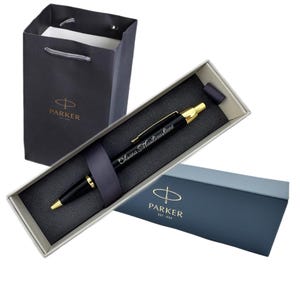 Personalisiertes Parker Pen Geschenkset - Kugelschreiber mit individueller Gravur mit Geschenkbox & -tasche - Luxusgeschenk für Lehrer