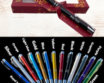 Cadeau de Noël personnalisé, stylo à bille Nom personnalisé Stylo | Stylo gravé | Cadeau meilleur ami, stylos personnalisés, fournitures de bureau, Noël