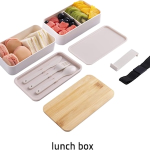 Boîte à déjeuner personnalisée à 2 couches avec couvercle en bambou gravé Boîte à bento élégante pour adultes avec boîte à déjeuner personnalisée avec sac image 8